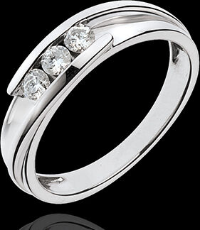 Edenly Trilogie-Ring Bipolar - WeiÃŸgold mit 3 Diamanten - 0.24 Karat