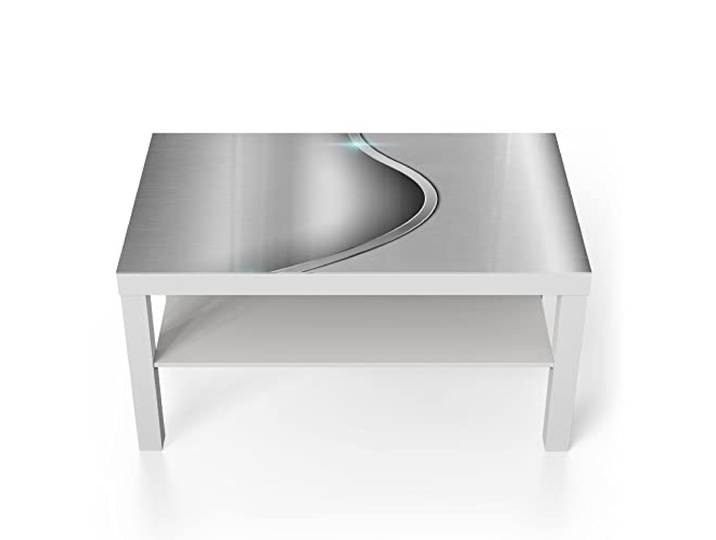 DEQORI Glastisch weiß groß 90x50 cm Motiv Polierte Oberfläche ausgefallener Beistelltisch aus Glas Hochglanz Couchtisch fürs Wohnzimmer moderner Couch Tisch mit Design