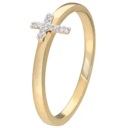 GLIZZ GL8660 Damen Diamant-Ring Kreuz Gold 333/8K, 56/17,8