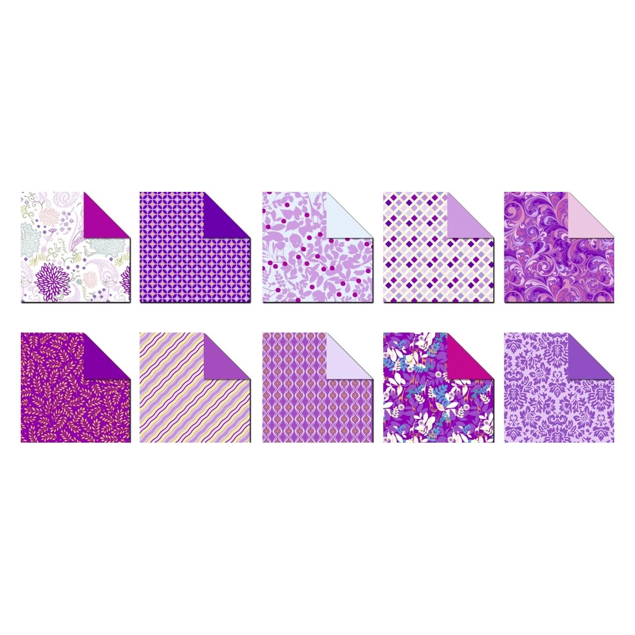 Ursus Desinpapier Faltblätter 'Amethyst' 100g/qm 15x15cm VE=50 Blatt sortiert 10 Designs (100 g/m², 1x) (22845599)