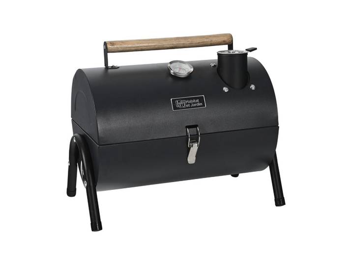 Habitat Garten Holzkohlengrill captain Schwarz, Metall, 27x43x42 cm, Grills, Holzkohlegriller