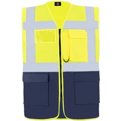 Korntex, Warnweste, Warnweste Multifunktional Hamburg Signal Gelb/MBlau 360° Sicherheit L EN ISO 17353  KXCMF (L)