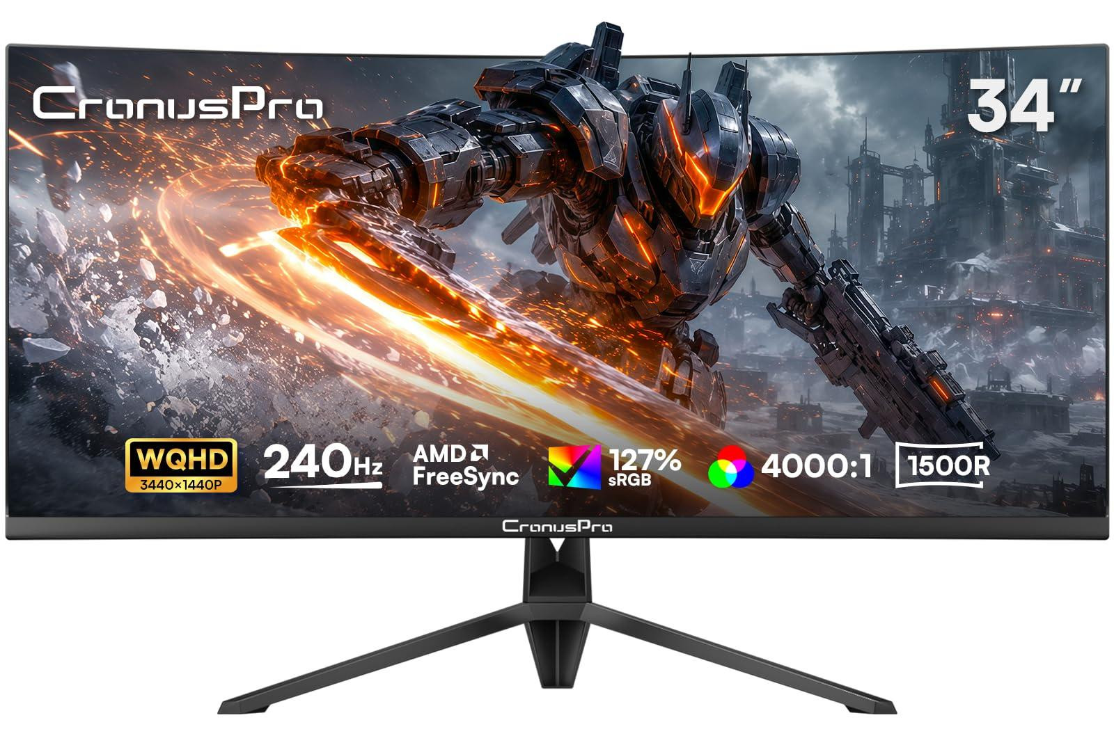 Selius Curved Gaming Monitor 34 inch Ultrawide 240 Hz UWQHD AMD FreeSync