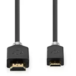 Nedis High Speed HDMI Cable with Ethernet - HDMI Connector - HDMI Mini Connector - 4K@60Hz - 18 Gbps - 2.00 m - Round - PVC - Anthracite - Window Box