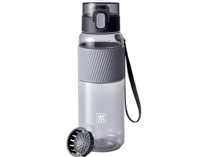 ZWILLING Trinkflasche 680 ml, Auslaufsicher, Fruchtsieb, Grau