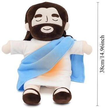 Inspired Finds Soothing Breathing Jesus Plush Doll Musical Sleep Companion & Calming Nighttime Toy For Children blue