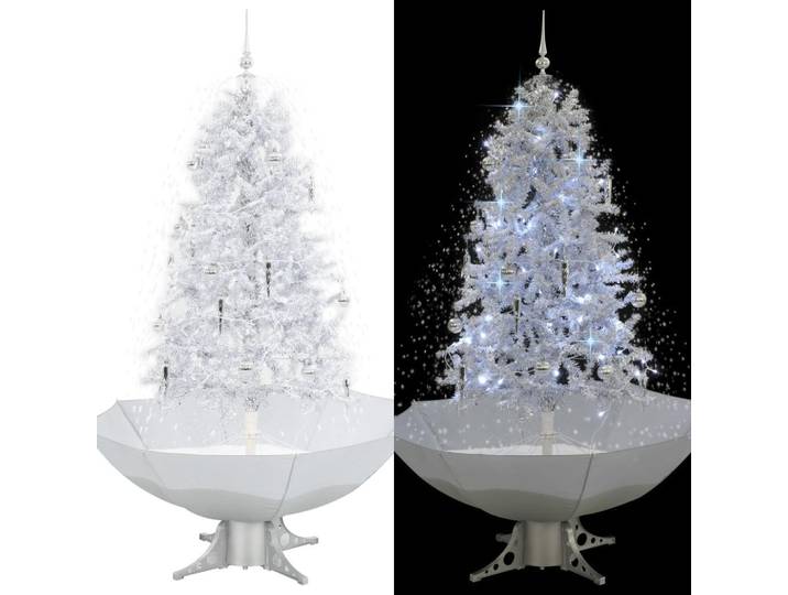 vidaXL Weihnachtsbaum Schneiender Mit Schirmfuss Weiss 170 Cm, Weiß, Kunststoff, 170 cm, Dekoration, Weihnachtsdekoration, Christbäume & Zubehör