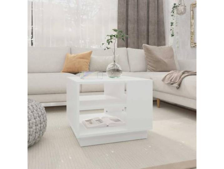 HEFZGDB Moderner Couchtisch Weiß 55x55x43 cm Holzwerkstoff mit Schubladen für Stauraum, Robuster Wohnzimmertisch mit Stabilität und Langlebigkeit, Praktische Tischplatte für Getränke