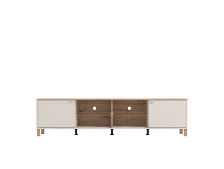 Meuble TV LINEAL Imitation chêne et beige