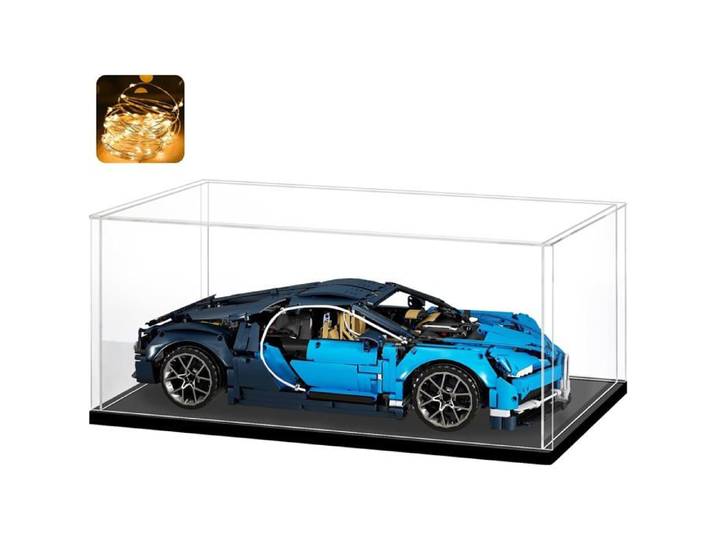 Vitrine - HUIJINTAO - 50x40x20 cm - Acrylique transparent - LED USB incluse - Noir 3 niveaux