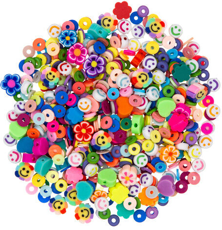 Polymerton-Perlen, bunt, 430 Stück