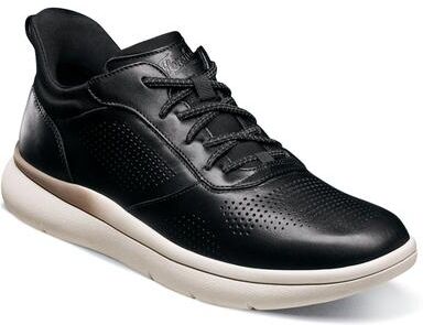 Florsheim Fleet Perf Toe Elastic Lace Sneaker - Mens 7 Black Slip On Medium