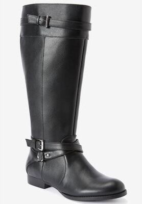 Women's The Janis Tall Wide Calf Leather Boot By Comfortview by Comfortview in Black (Size 9 M)