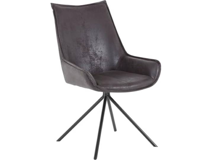 Bodil Stuhl aus anthrazitfarbener Mikrofaser/Schwarz, 1 Packung Mikrofaser/Metall