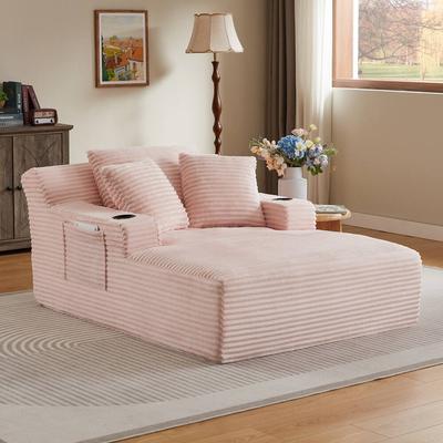 Corduroy Upholstered Oversized Chaise Lounge Chair