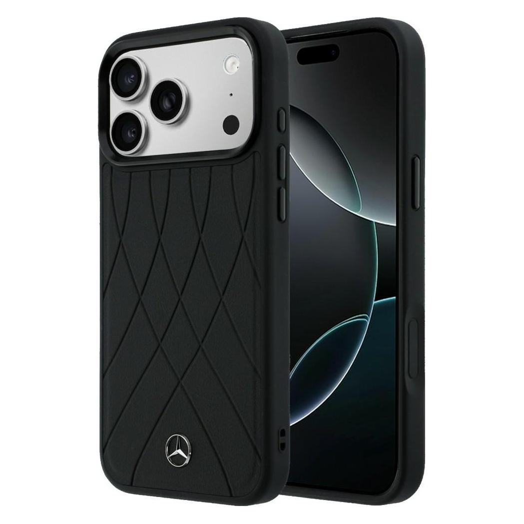 Mercedes Case Leather with Crossed Lines MagSafe for iPhone 17 Pro Max black (Apple iPhone 17 Pro Max) (Mer008807)
