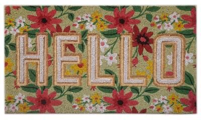 IH Casa Decor Embossed Coir Door Mat Floral - Hello