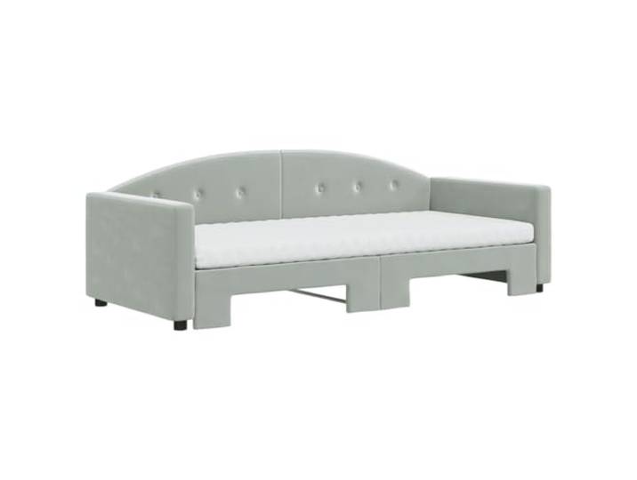 KTHLBRH Ausziehbares Schlafsofa 2 in 1, hellgrau, Samt Mit 2 Schaumstoffmatratzen, Gestell aus Holz und Metall, Abmessungen 212 x 100 x 75 cm