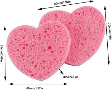 Inspire Select Heart Natural Wood Pulp Facial Sponge Compressed Cellulose Makeup Remover & Face Cleansing Puff 20pcs