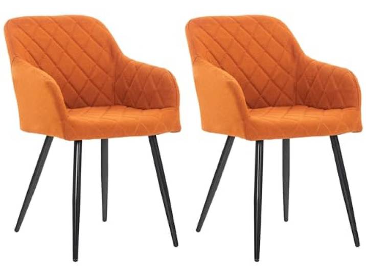 CLP 2er Set Esszimmerstuhl Shila I Bezug Stoff Oder Samt I Polsterstuhl mit Armlehnen, Farbe: orange, Material: Stoff