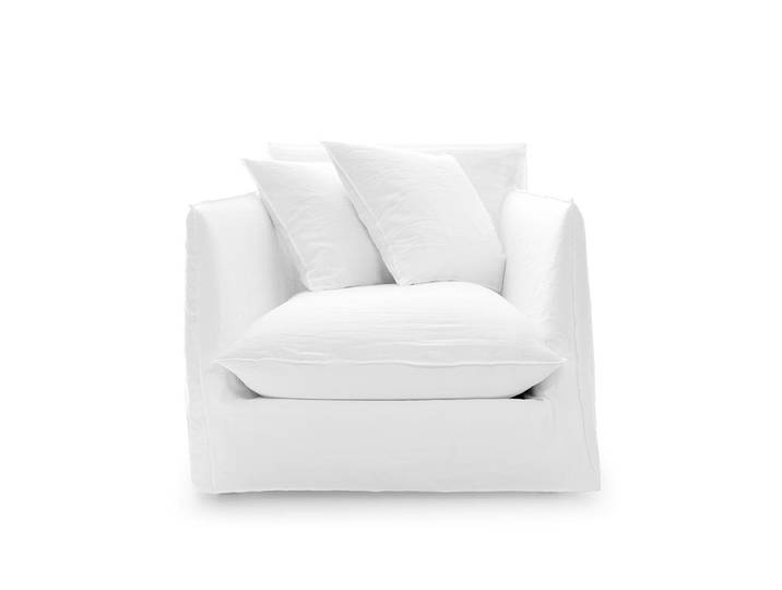 GERVASONI fauteuil GHOST 01 (Lin blanc - Tissu Naturel Cat. B)