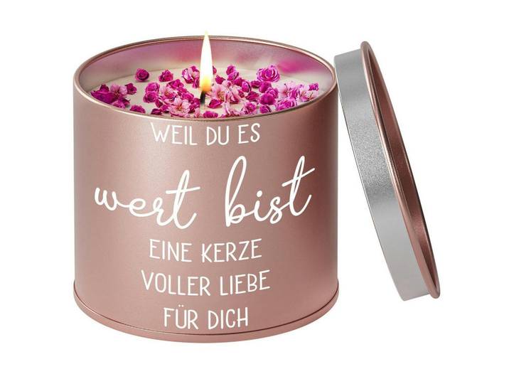 Duftkerze Lavendel 9OZ Roségold Metallgehäuse, Goldfarben, Paraffin, 7.5 cm, Dekoration, Kerzen & Kerzenhalter, Duftkerzen