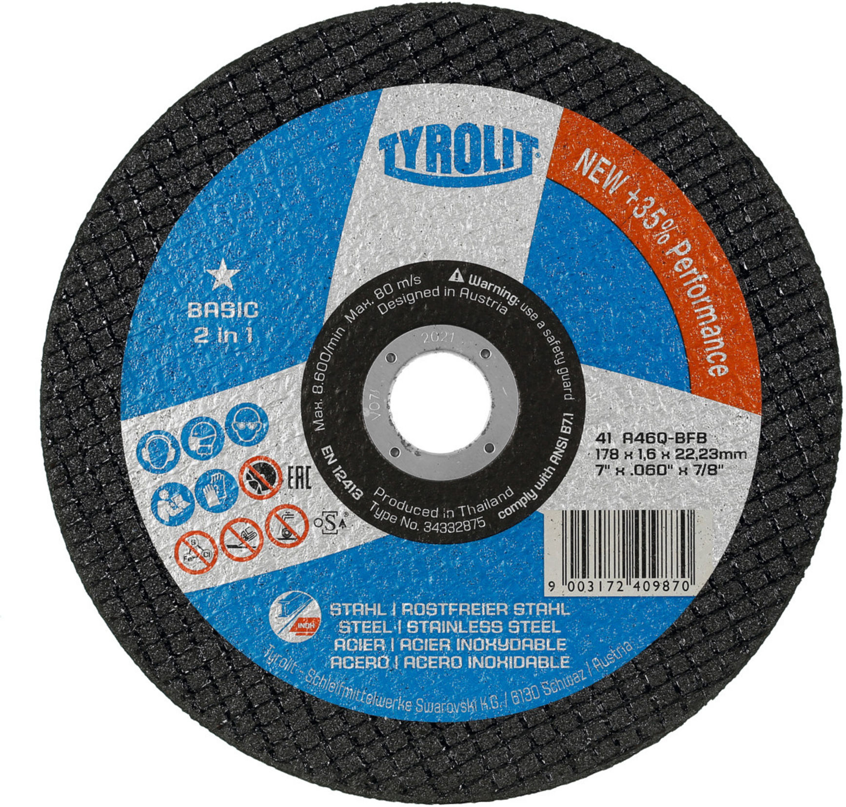 TYROLIT Trennscheibe Basic* EXTRA SCHMAL, Scheiben-Ø: 178 mm (34332875)