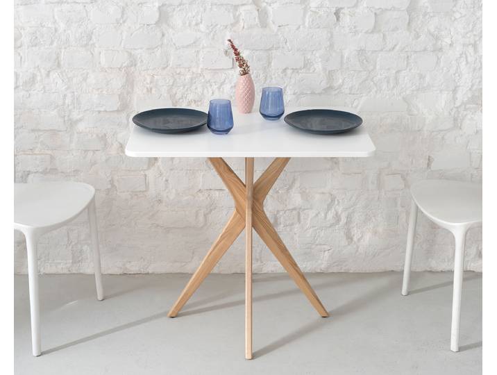 Table rectangulaire Lynda 70 x 70cm Blanc Frêne clair