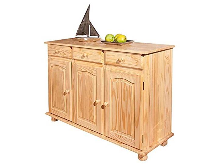 Sideboard mit drei Türen und drei Schubladen, braune Farbe, 130 x 87 x 43 cm.