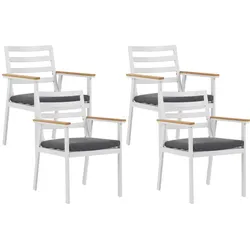 GARTENSTUHL 4er-Set Aluminium weiß Auflagen grau Cavoli