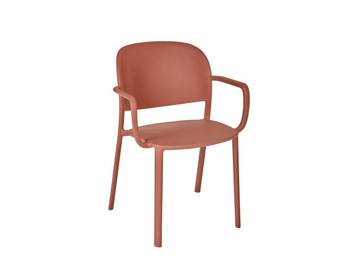 Fauteuil d'extérieur avec accoudoirs Lucia en polypropylène - Terracotta