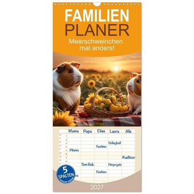 Familienplaner 2027 - Meerschweinchen mal anders! mit 5 Spalten (Wandkalender, 21 x 45 cm) CALVENDO