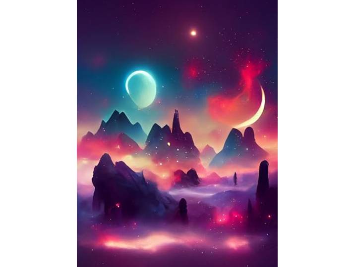 Kit diamond painting, paysage lunaire, 3
