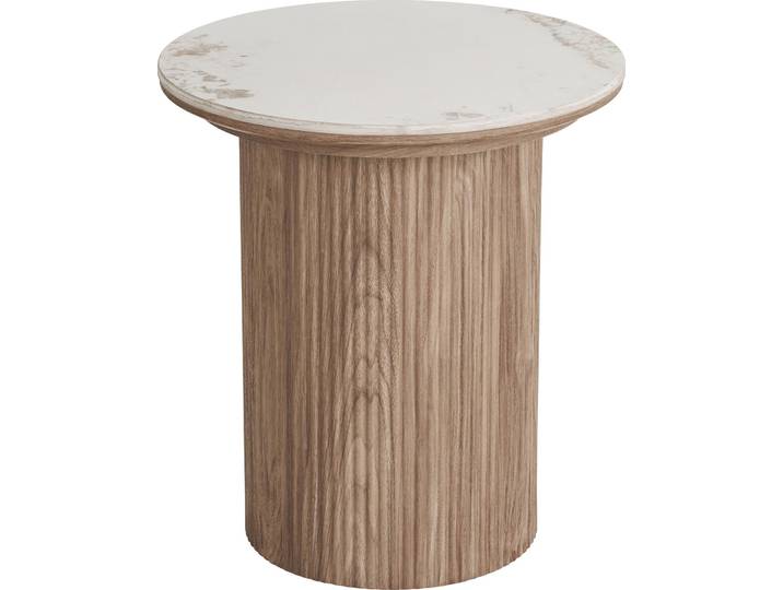 Isa table basse table d’angle Ø45 cm céramique blanche.
