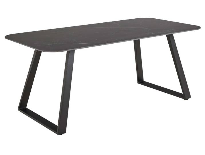 Esstisch ACTONA GROUP Antalya, Speisetisch, Tisch , schwarz (schwarz, matt schwarz, matt schwarz perla), B:180cm H:75cm T:90cm, Tische, Esstisch, rechteckig, Keramikplatte, Kufenfuß, 6 Sitzplätze, Breite 180 cm