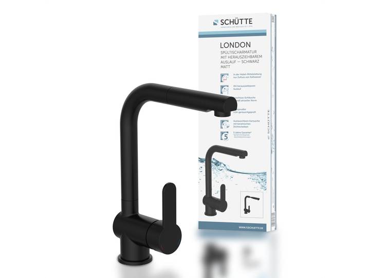 SCHÜTTE Küchenarmatur LONDON mit Geschirrbrause, Wasserhahn Küche ausziehbar, Mischbatterie Küche