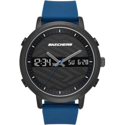 Chronograph SKECHERS "LAWNDALE", blau (blau, schwarz), Armbanduhren, Herren, schwarz, Chronograph, Quarzuhr, Armbanduhr, Herrenuhr, Silikonarmband, digital,Stoppfunktion