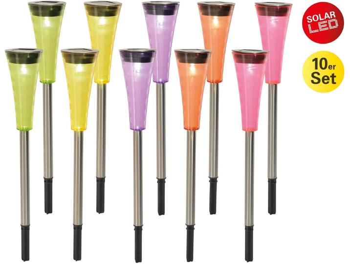 LED Solarleuchte NÄVE Multi , bunt (rot, gelb, orange, grün, violett), B:4cm H:25cm L:4cm, Leuchten, LED Solarleuchte, Solar