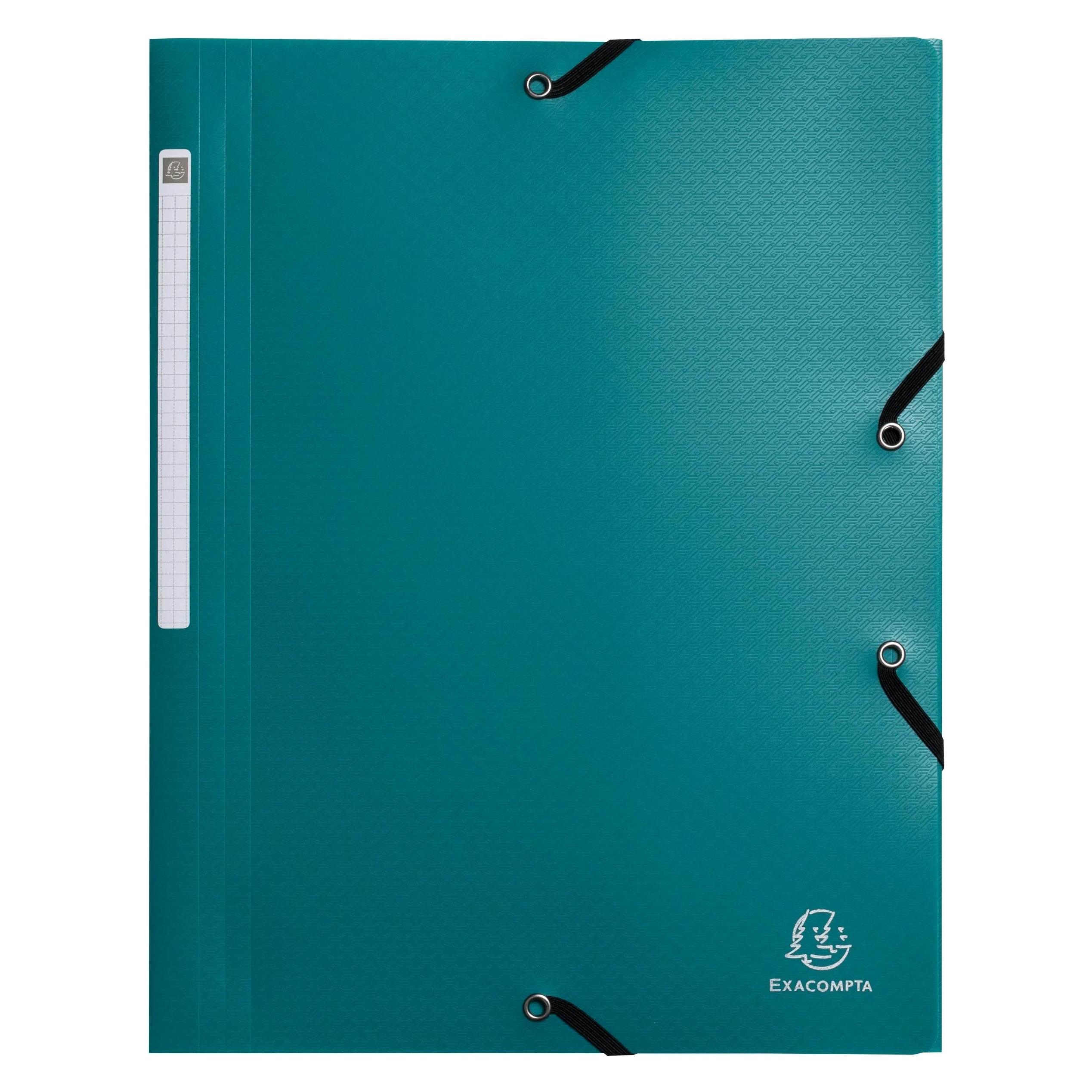 Exacompta Sammelmappe A4 mit Gummizugverschluss und 3 Klappen, Recycling-PP, Kollektion Opak (A4, 10x) (55703E)