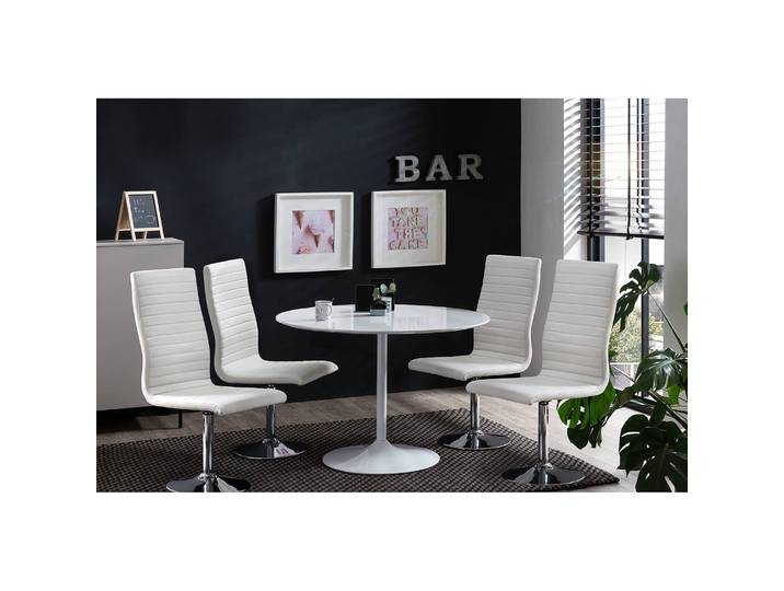 Essgruppe Pella 5-teilig Ø 110cm Weiß