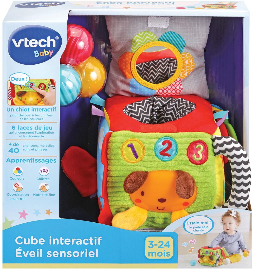 Lernspielzeug VTECH "Cube interactif, éveil sensoriel, Französisch", Kinder, bunt (mehrfarbig, rot), Lernspielzeug Lernspielzeug mehrfarbig, rot Einheitsgröße