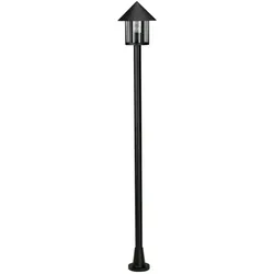Albert Mastleuchte Landhaus Kegeldach modern 1-flammig Typ Nr. 4127, Höhe 183cm, IP44, E27 QA55, Alu-Guss / Acryl klar, Schwarz ALB-664127