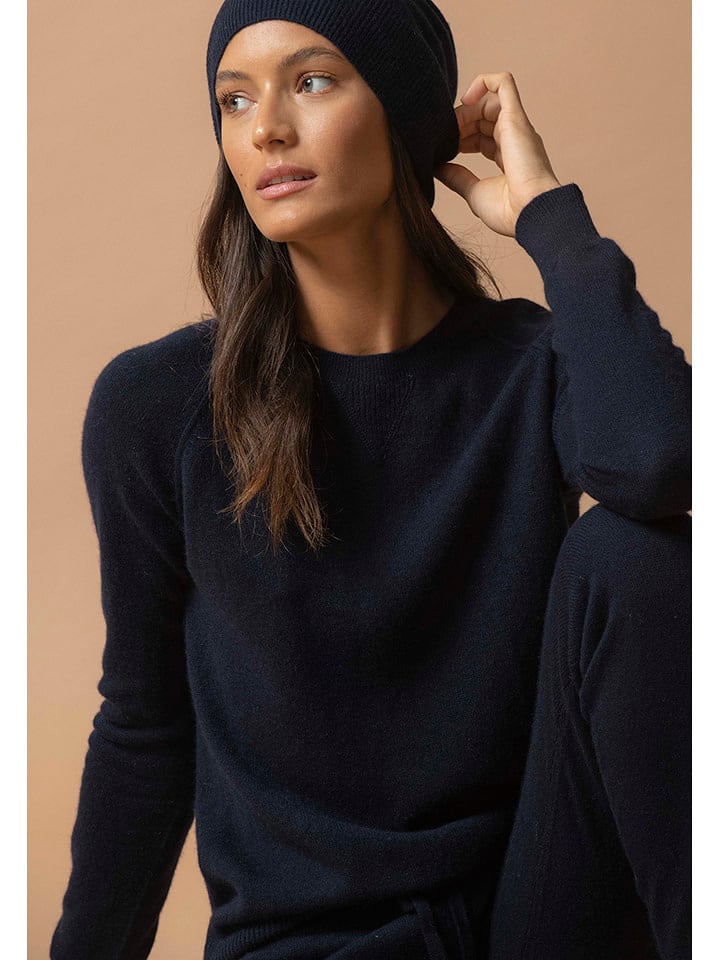 Perfect Cashmere Kaschmir-Mütze "Faith" in Dunkelblau - onesize