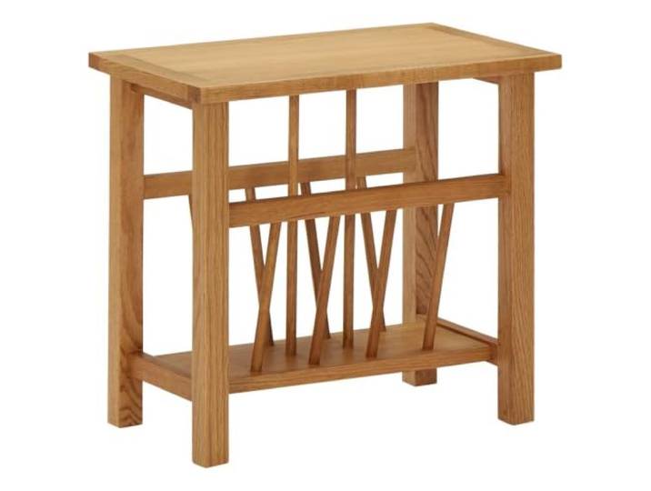 KPOUTRFG Beistelltisch 45x27x42 cm aus Eiche Massivholz mit Zeitungshalter Massivholz, MDF, kompaktes Design, Zeitungsablage, Dekofläche, rustikaler Stil