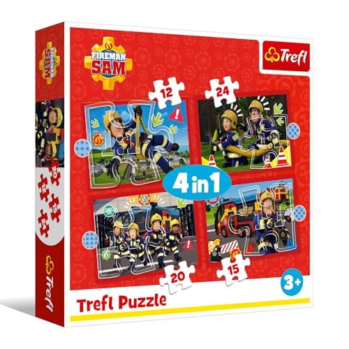 Trefl 4-in-1 Puzzelset Fireman Sam, 12-24 Stukjes, 4+ jaar