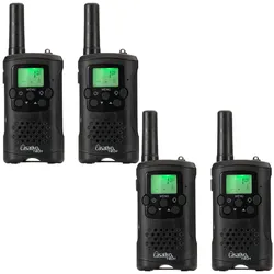Casativo 4er-Set Akku-PMR-Funkgerät inkl. Gürtelclip & Taschenlampe, 10 km Reichweite (10 km), Walkie Talkie, Schwarz
