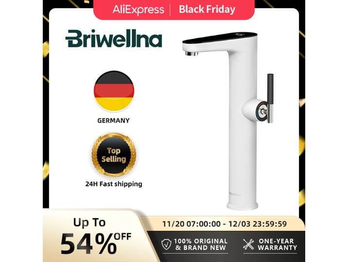 Robinet d'eau chaude instantanée Briwellna 220V – Chauffe-eau électrique pour éviers de comptoir, robinet chauffant pour vasques, chauffe-eau à débit continu