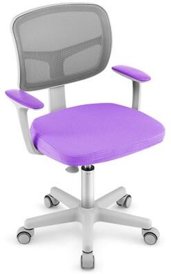 Costway Adjustable Desk Chair with Auto Brake Casters for Kids-Purple