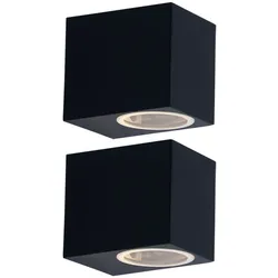 2er Set RGB LED Außen Lampen Fernbedienung ALU Down Spots dimmbar Fassaden Wand Leuchten schwarz