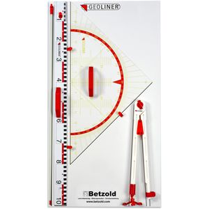 Geoliner Tafelzeichengerät Kappa, Geräteplatte, 100cm Lineal, Zirkel & Geodreieck